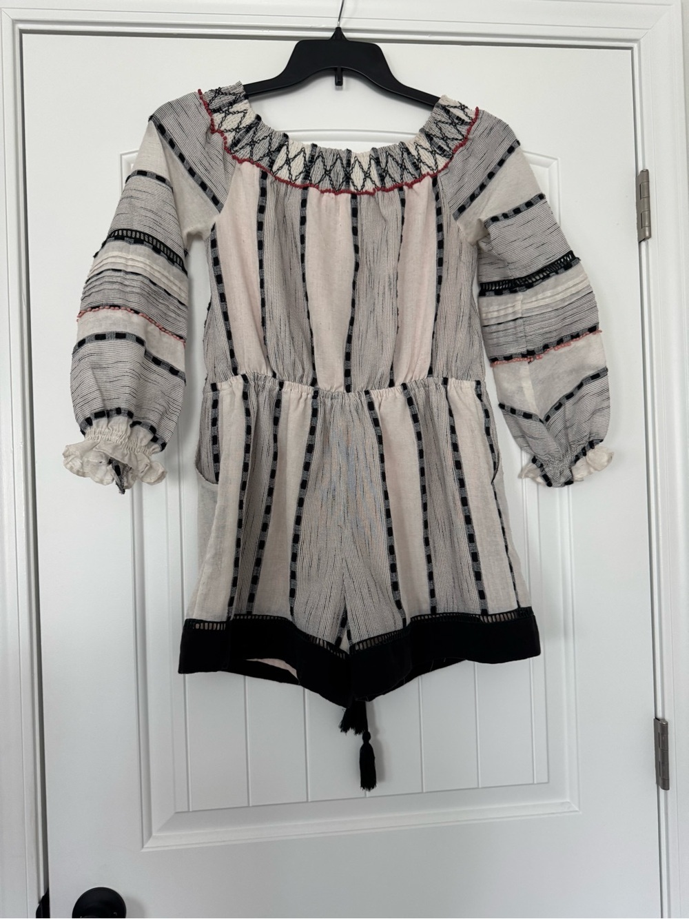 Adelyn Rae Cream and Black One-Shoulder Striped Dress - Picture 4 of 5